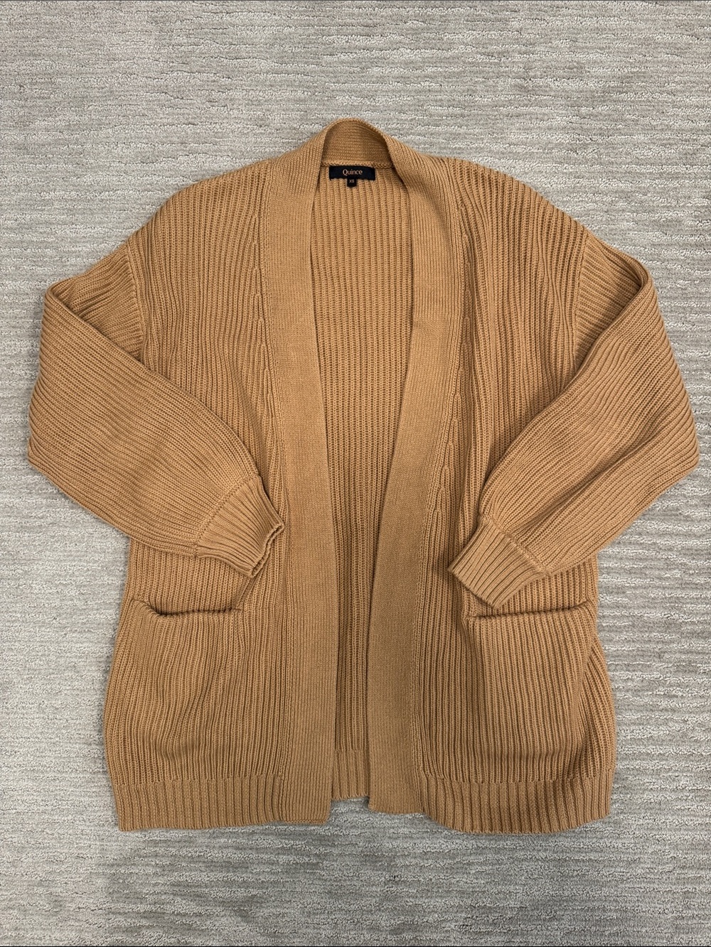 Quince Organic Cotton Oversized Cardigan XS in Camel